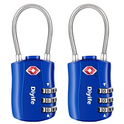 Image of Diyife TSA Luggage Locks, [Newest Version][2 Packs] 3 Digit Security Padlock, Combination Padlocks, Code Lock for Travel Suitcases Bag Case etc.(Blue)