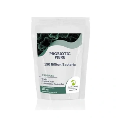Image of Probiotics Fibre 60 Capsules Advanced Digestive Health &amp; Immune Support Formula with Prebiotic Fiber 10 Billion CFU, Non GMO, Vegan Vegetarian Friendly