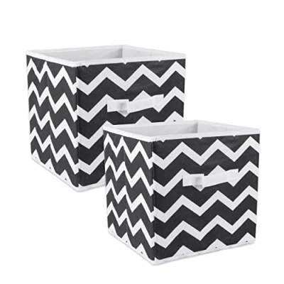Image of DII Non Woven Polyester Storage Bin, Chevron, Black, Small Set of 2