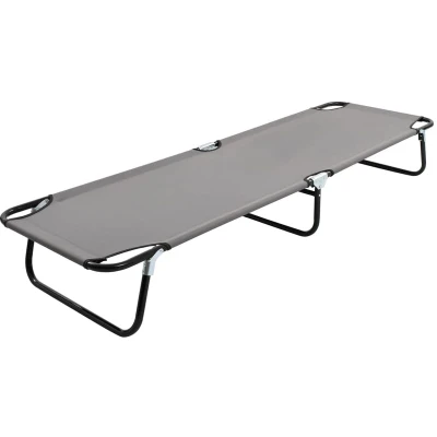 Image of vidaXL Folding Sun Lounger Grey Steel