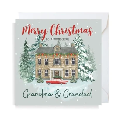 Image of Second Ave Grandma &amp; Grandad Christmas House Square Xmas Holiday Festive Greetings Card