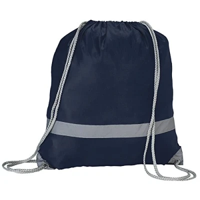 Image of eBuyGB High Visibility Reflective Drawstring Rucksack Casual Daypack, 2.7 L (Navy)