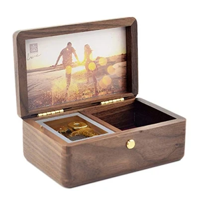 Image of Sinzyo Custom Photo You are My Sunshine Wood Jewelry Music Box Vintage Wind Up Musical Gift For Christmas,Birthday,Valentine&#039;s Day(Walnut Wooden)