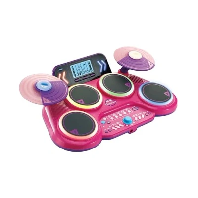 Image of VTech Kidi DJ Drums Pink, Light up Electronic Drum Kit for Kids, with 4 Drums, 2 Cymbals, Sticks, Bluetooth, Coach Mode and More, Music Toy Ages 5, 6, 7 Plus Years, English Version