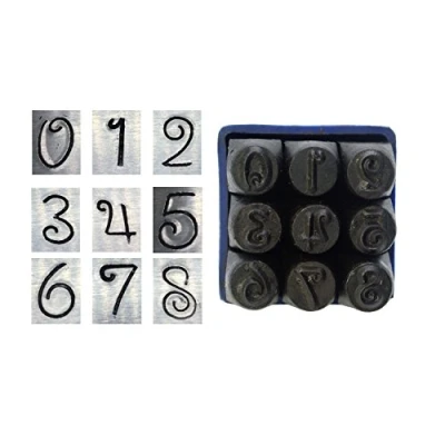 Image of Proops Metalwork Number Stamp Set, Penguin Font, 2.5mm. Jewellery Making Tools (J1383). Free UK Postage