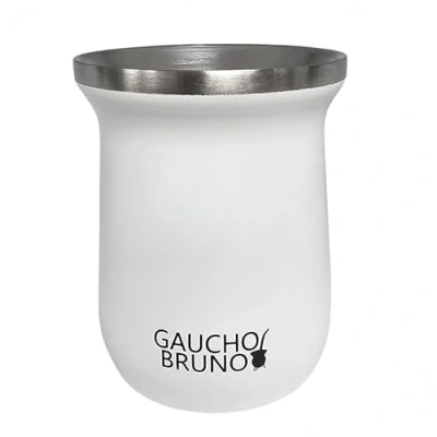Image of Gaucho Bruno Stainless Steel Industrial Mate for Drinking Yerba Easy to Clean Comfortable Hold Keeps Warm Longer,White