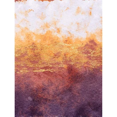 Image of Wee Blue Coo Abstract Purple Yellow Gold Watercolour Art Print Canvas Premium Wall Decor Poster
