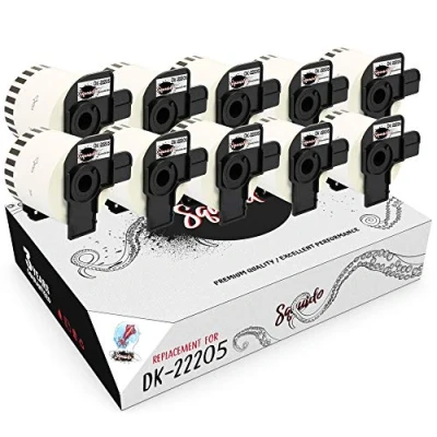 Image of Squuido 10 Rolls DK 22205 DK22205 Continuous Labels Compatible with Brother P Touch QL 500 550 560 570 580 700 710W 720NW 800 810W 820NWB 1100 1110NWB 62mm x 30.48m