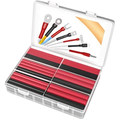 Image of Pointool 140Pcs Heat Shrink Tubing Kit 3:1, Black Red Tube Wire Wrap Electrical Waterproof Automotive Marine Assortment with Adhesive Lined for Wires