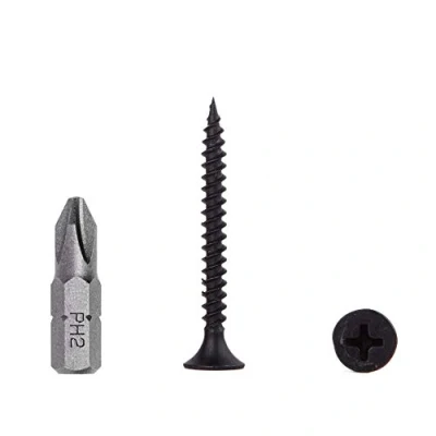 Image of (Pack of 200 pcs) Black Phosphate Carbon Steel 3.5 x 32 mm Drywall Screws, Fine Thread, Phillips Bugle Head, Sheetrock Fasteners (200, mm)