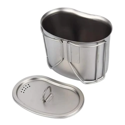Image of DAYOLY Portable Camping Water Bottle Stainless Steel Outdoor Kettle Canteen Cup with Cover for Sport Hiking Travel