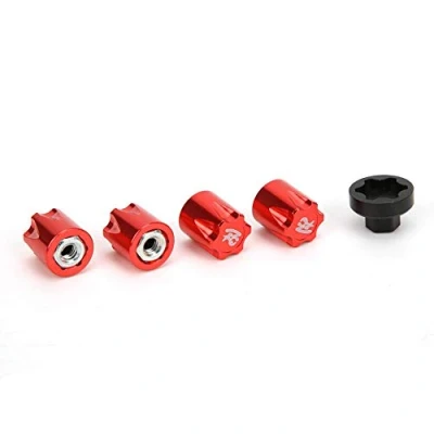 Image of RC Wheel Rim, 4 PCS M4 Rim Center Cap Nut Compatible with Traxxas TRX4 Axial SCX10 90046 D90 Remote Control Car(Red)