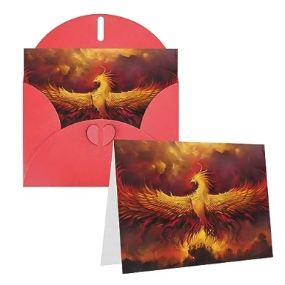 Image of Fantasy Phoenix Print Greeting Cards Personalized Thank You Card Blank Note With Envelopes For All Occasions