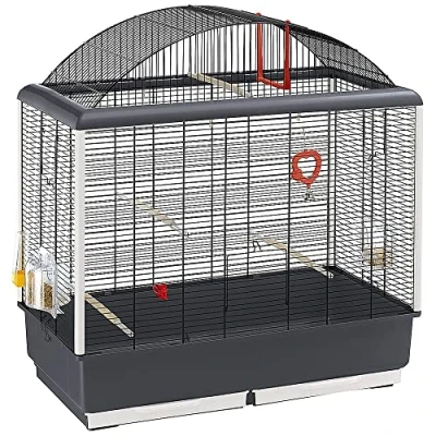 Image of Ferplast 52063811 Palladio 5 Bird Cage for Budgerigars Fully Equipped Approx. 71 x 38 78 cm Black