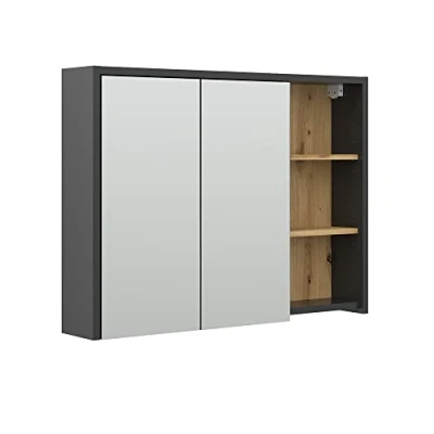 Image of Vicco Bathroom mirror cabinet Viola, Anthracite/Oak, 100 x 75 cm