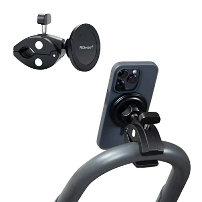Image of PROfezzion Magsafe Phone Holder Fitness Handlebar Grip Mount for Bike Treadmill Spinning Elliptical Trainer iPhone 16 Plus Pro Max 15 14 13 12 and Mag safe Case