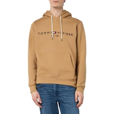 Image of Tommy Hilfiger Men Logo Hoodie, Green (Classic Khaki), S