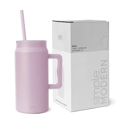 Image of Simple Modern Tumbler with Handle and Straw Insulated Stainless Steel Large Water Jug Gifts for Women Men Trek Collection 1480ml Lavender Mist