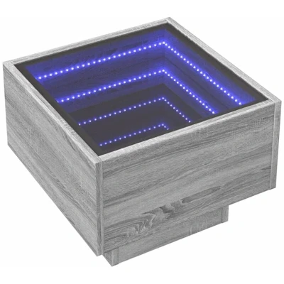 Image of vidaXL Bedside Table with Infinity LED Grey Sonoma 40x40x30 cm
