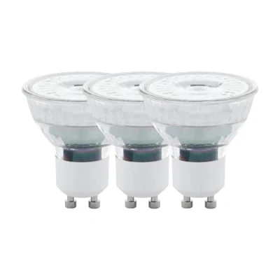 Image of EGLO Set of 3 LED light bulbs, GU10 reflector lamps, 4.5 watts each (equivalent to 50 watt), 345 lumen, warm white glow, 2700 Kelvin, spotlights, Ø 2&quot;