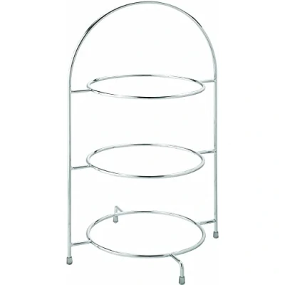 Image of Utopia Chrome 3 Tier Cake Plate Stand 43cm to hold 3x 25cm Plates Afternoon Tea Display