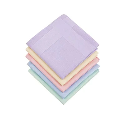Image of HOULIFE Ladies 100% 60S Cotton Handkerchiefs Womens Soft Solid Candy Color Hankies for Wedding Party 5/10 Pieces 16x16/40x40cm