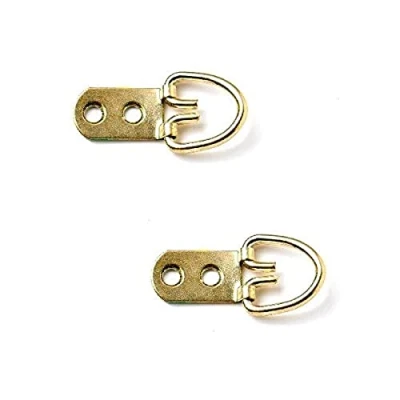Image of Merriway BH03816 (2 Pcs) Picture Mirror Hanger Hook Heavy Duty 2 Hole Brass Pack of Pieces