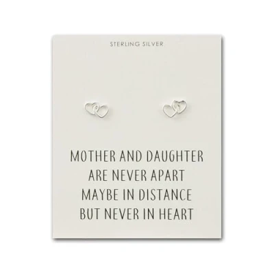 Image of Philip Jones Sterling Silver Mother and Daughter Quote Heart Link Earrings