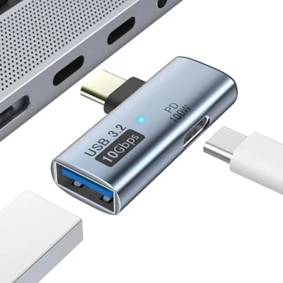 Image of MoKo 2 in 1 USB C to 3.2 Adapter with Type Charging Port, Male Female OTG Converter for ROG Ally, Steam Deck, Quest 2, iPhone 15 Series, iPad, MacBook Devices, Gray