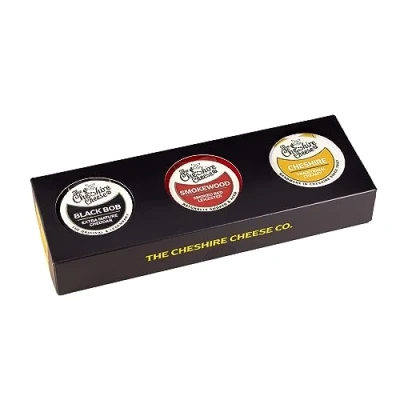 Image of Traditional Trio of Cheese Gift Box Three Award Winning Waxed Truckles by the Cheshire Company Ideal for Birthdays, Thank Yous &amp; Christmas Gifts