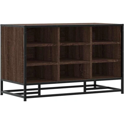 Image of vidaXL shoe bench brown oak engineered wood &amp; metal, 84x40x53.5 cm, hallway storage organizer