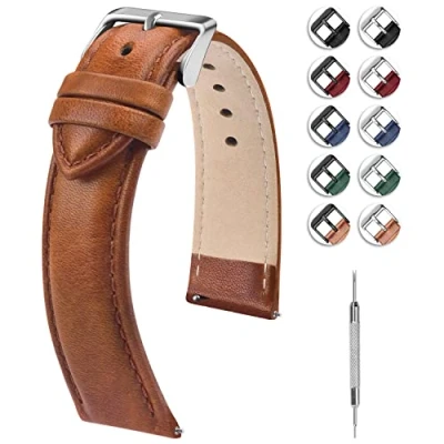 Image of Fullmosa 20mm Watch Straps for Men Women Leather Replacement Bands Compatible with Samsung Galaxy 4/5 40mm/44mm, 3 41mm, Garmin Vivoactive 3, Huawei 2/Pro
