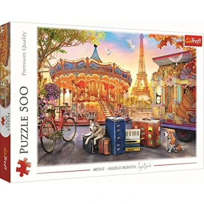 Image of Trefl 37426 500 Elements Happy City, Dogs, France, Modern DIY Puzzle, Creative Entertainment, Fun, Classic Puzzles for Adults and Children from 10 Years, Holiday in Paris