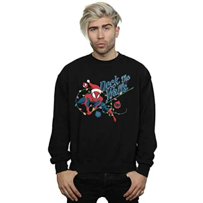 Image of Marvel Men&#039;s Spider Man Deck The Walls Sweatshirt Black Large