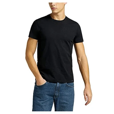 Image of Lee Men&#039;s Twin Pack Crew T Shirts, BLACK, XL