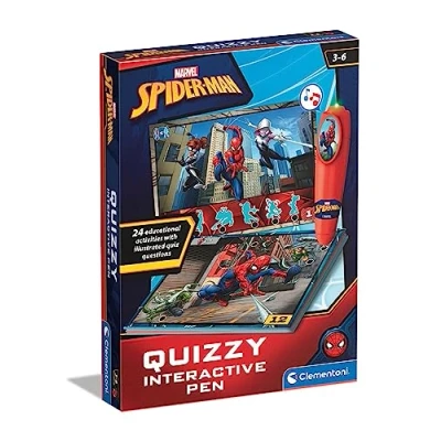 Image of Clementoni 16452 Sapientino Quizzy Marvel Spiderman Educational Cards and Interactive Pen, Game 3 Years, Talking Electronic, Made in Italy