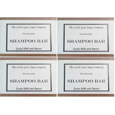Image of The Little Goat Soap Company Shampoo Bar Goats Milk and Neem Oil, 400 g, Pack of 4