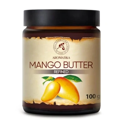 Image of Mango Butter Refined 100g Mangifera Indica Seed Indonesia 100% Pure &amp; Natural Glass Bottle for Beauty Massage Wellness Cosmetics Body