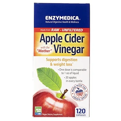 Image of Enzymedica, Apple Cider Vinegar, Digestive Support Enzymes Supplement, 120 Capsules, Vegan, Gluten Free, Soy Non GMO
