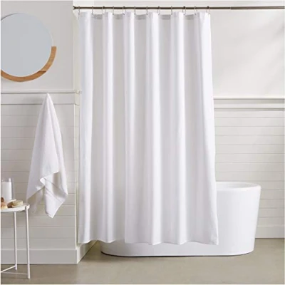 Image of Amazon Basics Waffle Texture Shower Curtain, 183 x cm, White