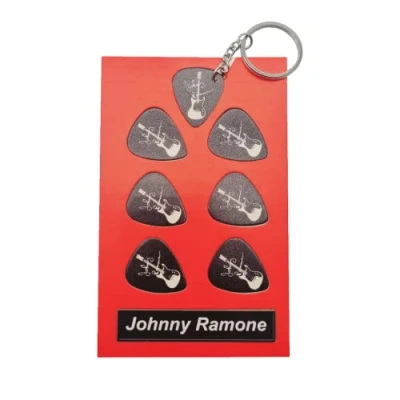 Image of Johnny Ramone (Ramones) Guitar Plectrum Gift Set 6 Artist Plectrums 1 Keyring