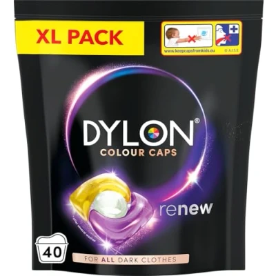 Image of Dylon Black &amp; Dark: Dark Caps (40 wash Loads), for all Clothes, Colour Washing Pods to Protect Colours, renewing in every with optimal results 10 washes