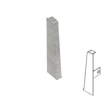 Image of VP Plastic Skirting Board High Line 2.5m PVC Left End Cap Light Grey Oak 78