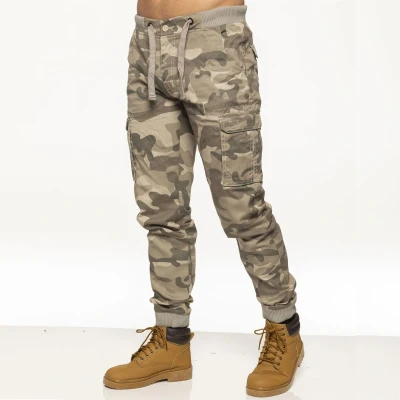 Image of EZ409 Enzo Mens Military Combat Joggers Trousers Camouflage Cargo Camo Work Pants Beige 30R