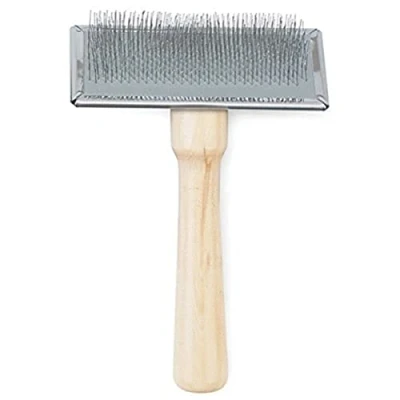 Image of Ancol Heritage Wood Handle Soft Slicker Brush Medium, Light Brown