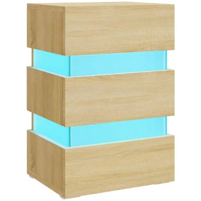 Image of vidaXL LED Bedside Cabinet Sonoma Oak 45x35x67 cm Engineered Wood