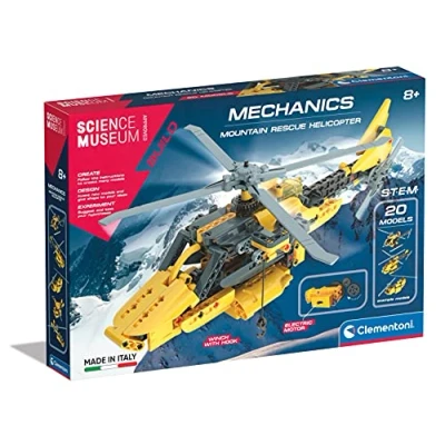 Image of Clementoni Science Museum Mechanics Mountain Rescue Kit: Build &amp; Play Helicopter, 250+ Pieces, Educational Toy for Kids (8+ Years)