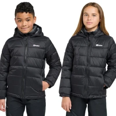 Image of Berghaus Kids&#039; Burham Insulated Jacket with Lightweight Insulation and Water Resistant Fabric, Winter &amp; Hiking Jacket, Black, Age 3 4