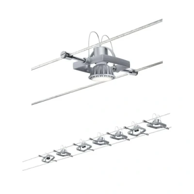 Image of Paulmann 94152 Cable Lighting System Mac II Set Ceiling Light Metal Wire for GU5.3 LED Lamps Suitable Max 7 x 10 Watt Bulbs, Comes without Bulbs Matt Chrome