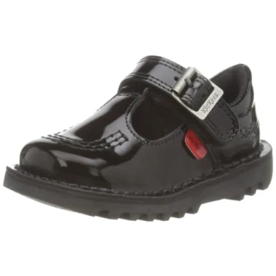 Image of Kickers Boy&#039;s Girl&#039;s Kick T School Uniform Shoe, Patent Black, 5 UK Child